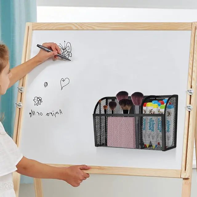 Alt view image 7 of 7 - Magnetic Pencil Holder-Magnetic Basket for Fridge 3-Grid Mesh Magnetic Pen Holder for Refrigerator, Extra Strong Magnets Mesh Marker Holder Locker Accessories Organizer for Whiteboard