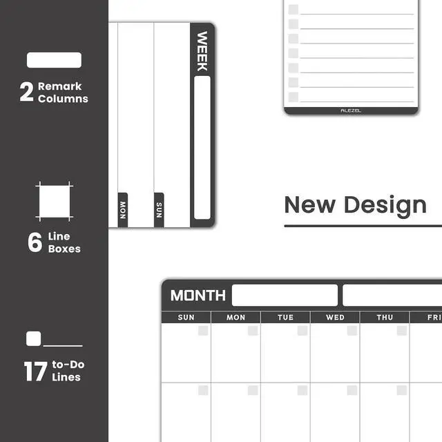 Alt view image 2 of 7 - ALEZEL Magnetic Dry Erase Calendar for Refrigerator, Fridge Calendar Set | Includes Vertical Magnetic Monthly Planner Whiteboard & Weekly Dry Erase Board, List Board, 4 Markers + Eraser
