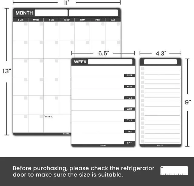 Alt view image 3 of 7 - ALEZEL Magnetic Dry Erase Calendar for Refrigerator, Fridge Calendar Set | Includes Vertical Magnetic Monthly Planner Whiteboard & Weekly Dry Erase Board, List Board, 4 Markers + Eraser