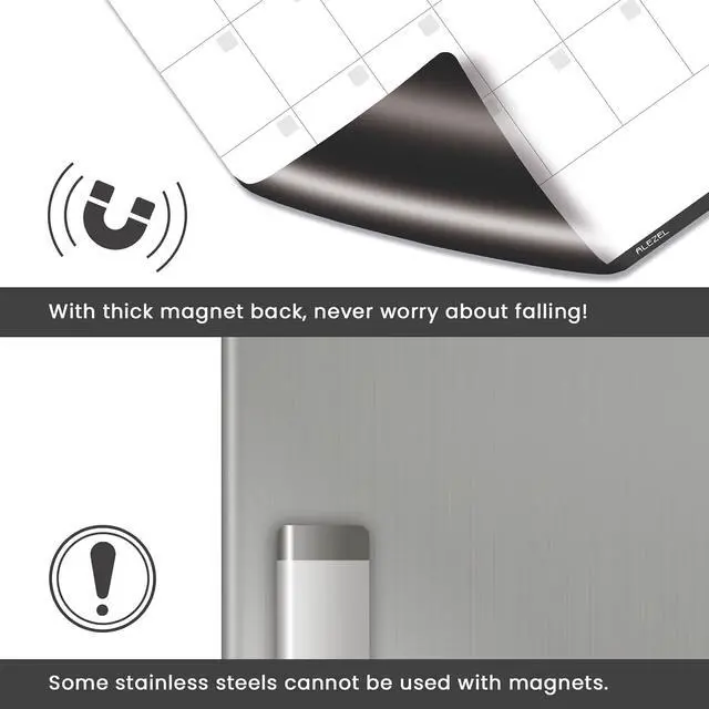 Alt view image 5 of 7 - ALEZEL Magnetic Dry Erase Calendar for Refrigerator, Fridge Calendar Set | Includes Vertical Magnetic Monthly Planner Whiteboard & Weekly Dry Erase Board, List Board, 4 Markers + Eraser