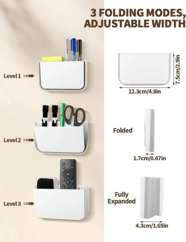 Alt view image 2 of 7 - 2 Pack Magnetic Foldable Remote Control Holder, Strong Magnet TV Remote Holder Wall Mount, Magnetic Dry Erase Marker Holder for Whiteboard, Refrigerator, Locker Accessories, Office & Desk Accessories