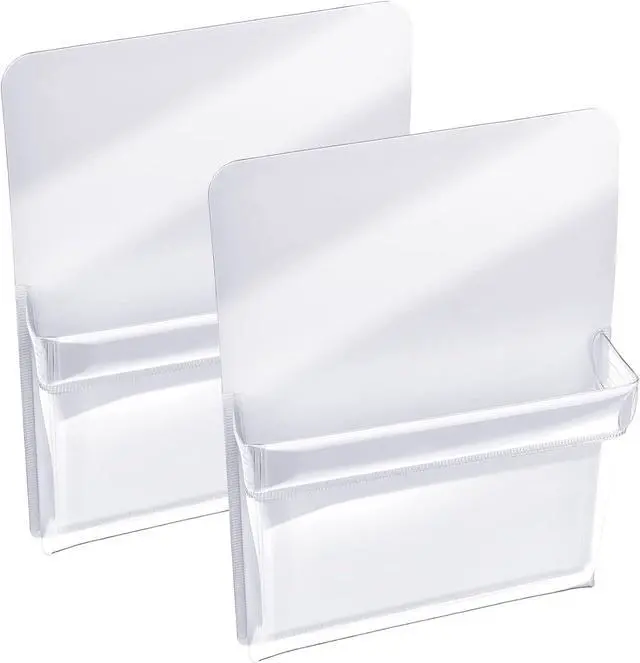 Main image of TecUnite 2 Pcs Magnetic Pouch Magnetic Pockets for Classroom | Dry Erase Marker Holder for Whiteboard, Pen Holder for Refrigerator Fridge, Locker Accessories, White Pens Storage Organizer