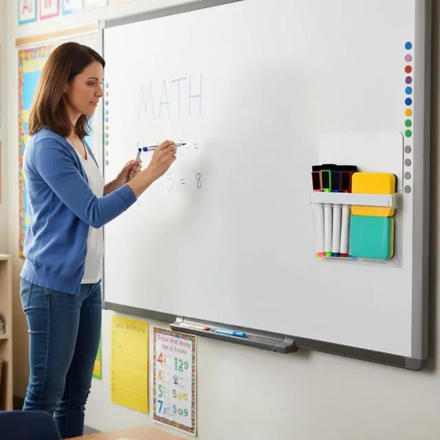 Alt view image 4 of 6 - TecUnite 2 Pcs Magnetic Pouch Magnetic Pockets for Classroom | Dry Erase Marker Holder for Whiteboard, Pen Holder for Refrigerator Fridge, Locker Accessories, White Pens Storage Organizer