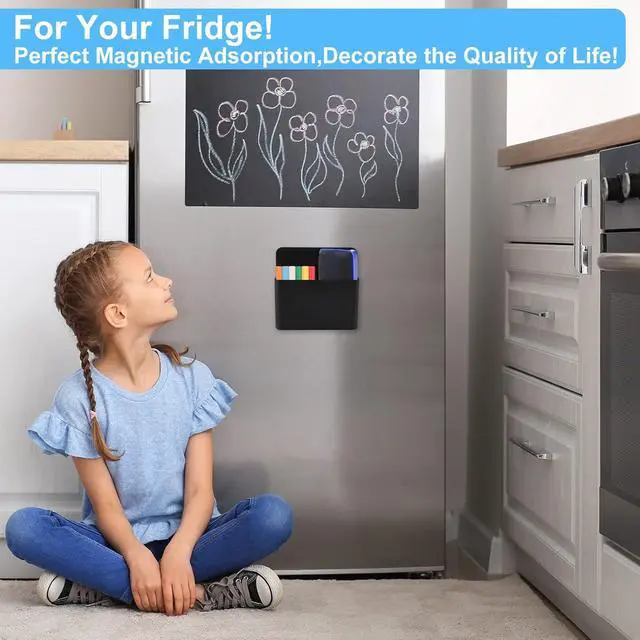 Alt view image 6 of 7 - KITANIS Magnetic Pen Holder,2 Pack Magnetic Dry Erase Marker Holder with Generous Compartments,Strong Magnet Storage Marker Pen Pencil Organizer for Refrigerator,Whiteboard,Locker Accessories