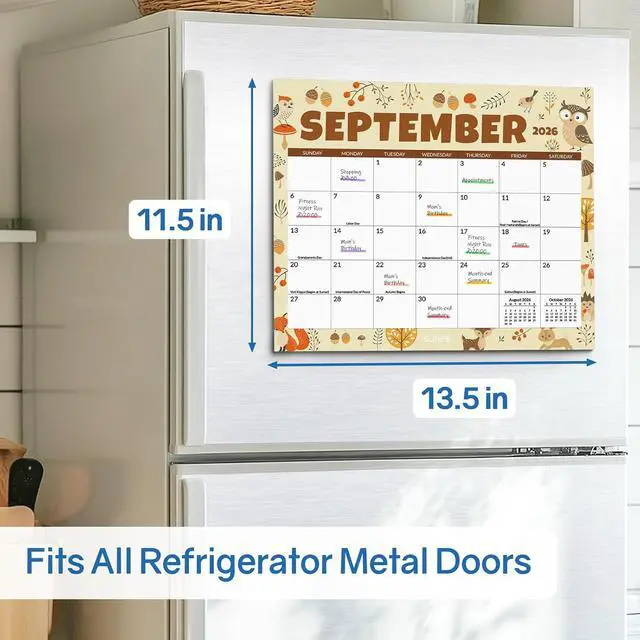 Alt view image 2 of 7 - SUNEE Fridge Calendar 2026-2027 from July 2026 to March 2028, Magnetic Calendar for Refrigerator 13.5"x11.5" with Magnet Monthly for Family or Kitchen, Seasonal