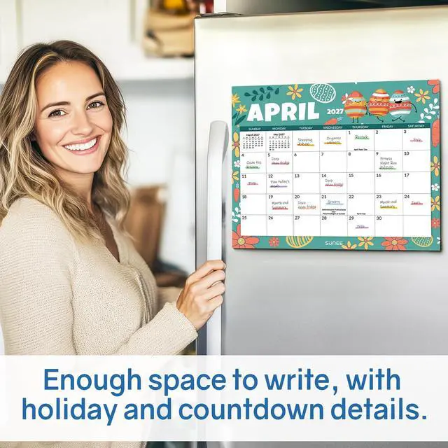 Alt view image 3 of 7 - SUNEE Fridge Calendar 2026-2027 from July 2026 to March 2028, Magnetic Calendar for Refrigerator 13.5"x11.5" with Magnet Monthly for Family or Kitchen, Seasonal