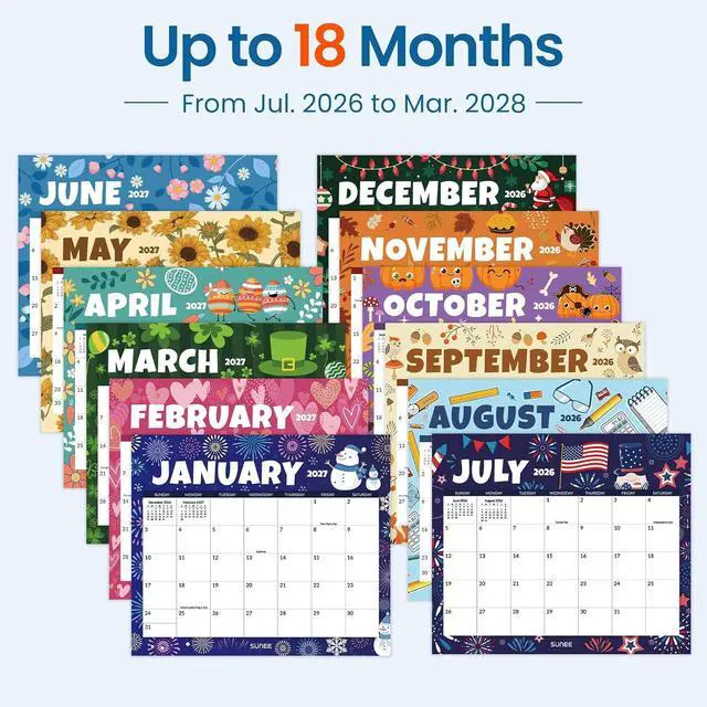 Alt view image 4 of 7 - SUNEE Fridge Calendar 2026-2027 from July 2026 to March 2028, Magnetic Calendar for Refrigerator 13.5"x11.5" with Magnet Monthly for Family or Kitchen, Seasonal