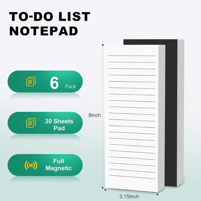 Alt view image 2 of 7 - Magnetic Notepads Note Pads for Fridge with Full Magnet Back, 180 Sheets Colored Lined Refrigerator Notepad, 30 Sheets Per Pad for Grocery List, Shopping List, Office, Home, To-Do Lists & Memos