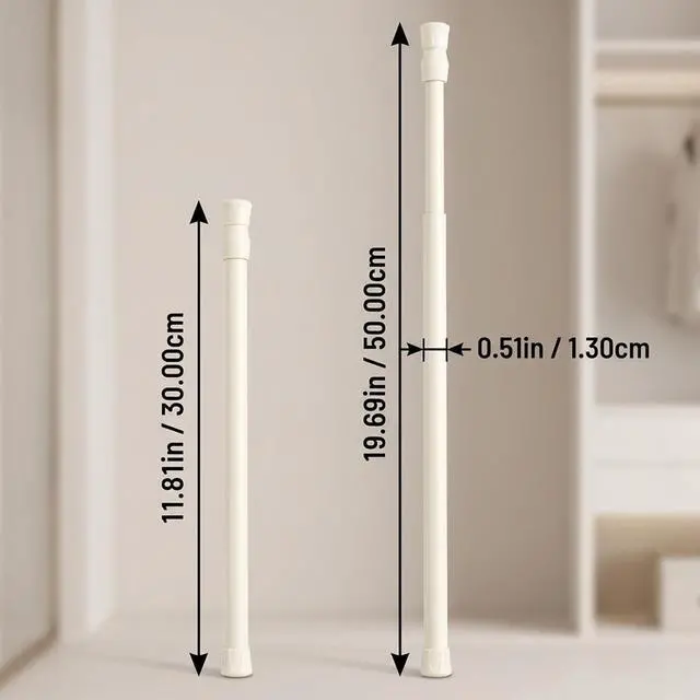 Alt view image 4 of 7 - Milltrip Shower Curtain Rod, Spring Tension Curtain Rod Shower | Extendable Curtain Closet Window Rail Pole White Shower Curtain Rod Bathroom Tension Shower Rod 11.81 to 19.69 Inch