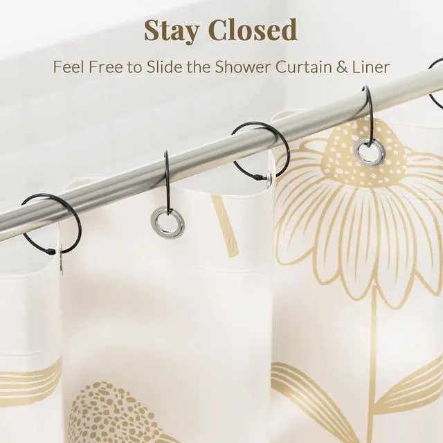 Alt view image 3 of 7 - Bathway Shower Curtain Rings, Bathway Shower Curtain Hooks, Black Shower Curtain Rings Rust Proof, Anti-Drop Shower Rings for Curtain, Shower Hooks for Shower Curtain Rod Bathroom Curtain Rings