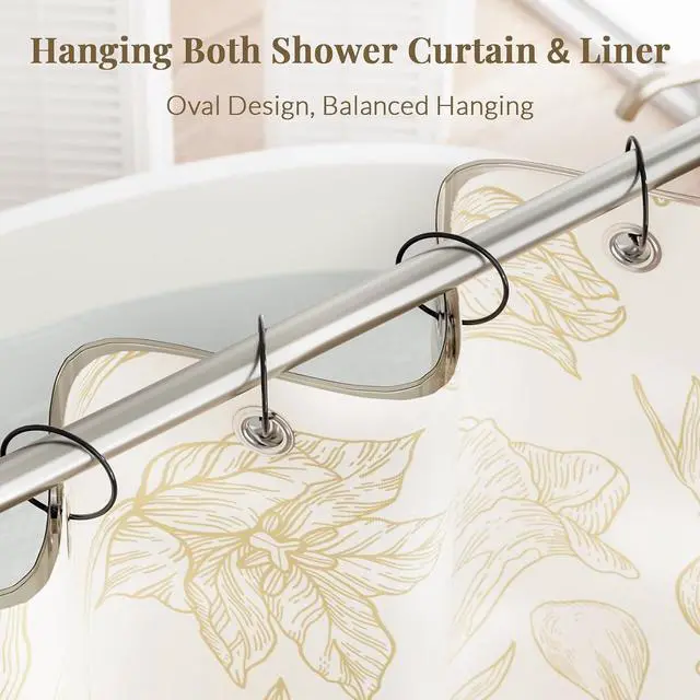Alt view image 4 of 7 - Bathway Shower Curtain Rings, Bathway Shower Curtain Hooks, Black Shower Curtain Rings Rust Proof, Anti-Drop Shower Rings for Curtain, Shower Hooks for Shower Curtain Rod Bathroom Curtain Rings