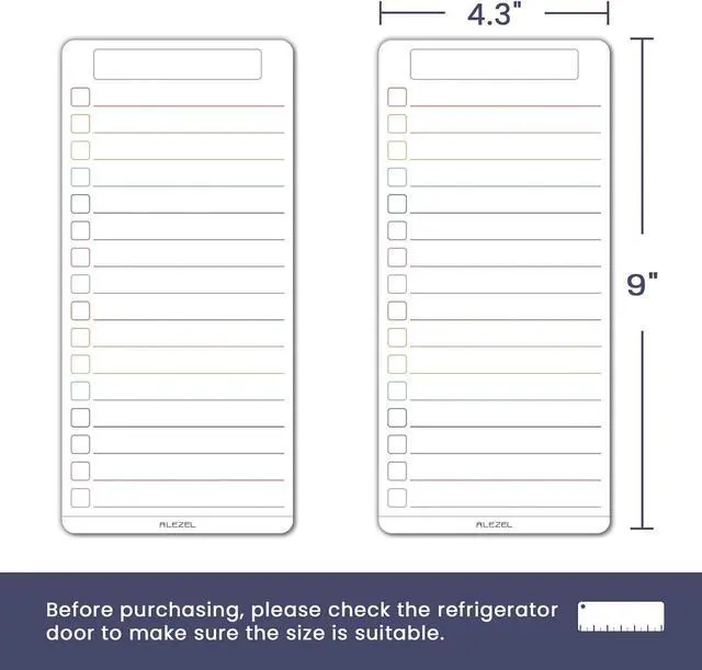 Alt view image 3 of 7 - ALEZEL Magnetic Dry Erase List Board for Refrigerator | Reusable to Do List Whiteboard Set for Fridge, Includes 4 Dry Erase Shopping Checklist Boards, 4 Markers + Eraser, Colorful