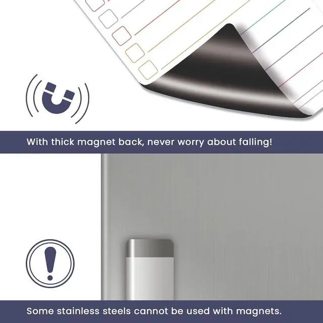 Alt view image 5 of 7 - ALEZEL Magnetic Dry Erase List Board for Refrigerator | Reusable to Do List Whiteboard Set for Fridge, Includes 4 Dry Erase Shopping Checklist Boards, 4 Markers + Eraser, Colorful