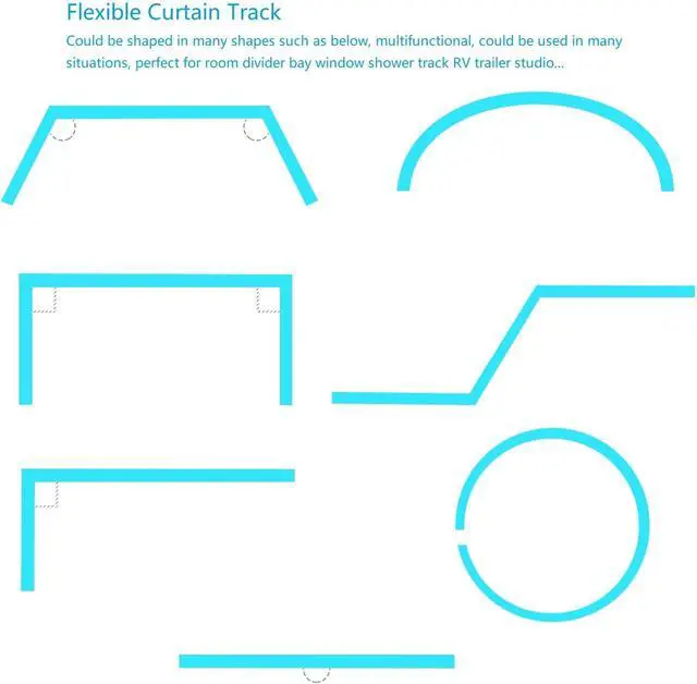 Alt view image 5 of 5 - VRSS Flexible Bendable Curved Ceiling Curtain Track, 1 Meter (3.3 ft) | For L, U, Circle Shape, Shower Curtain Track, RV Curtain Track System, Room Divider, DIY