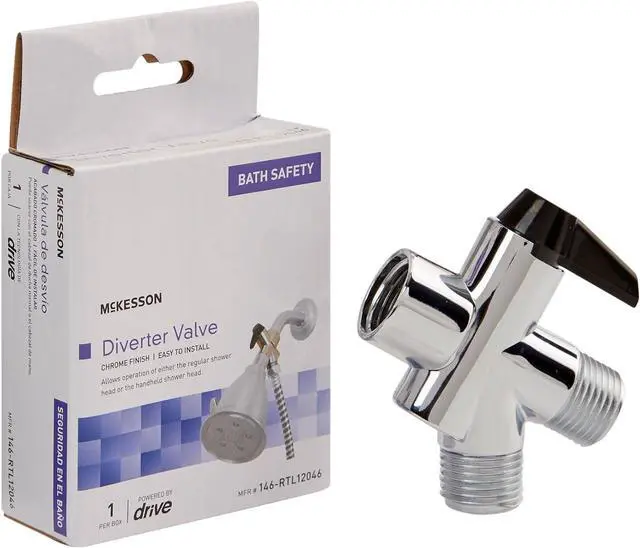 Main image of McKesson Diverter Valve for Handheld Shower Head, 1/2 in, 1 ct | Chrome Plated Finish, Threading