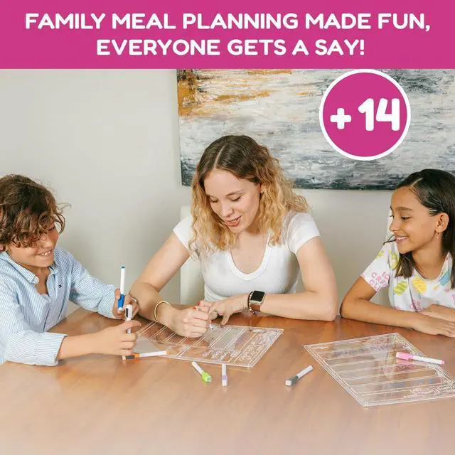 Alt view image 7 of 7 - CHALKY CROWN Acrylic Magnetic Weekly Planner - Clear - 14.5" x 10.2" | Clear Refrigerator Meal Planner & Grocery List - Includes 8 Magnetic Markers - Sleek & Easy to Wipe Clean Board