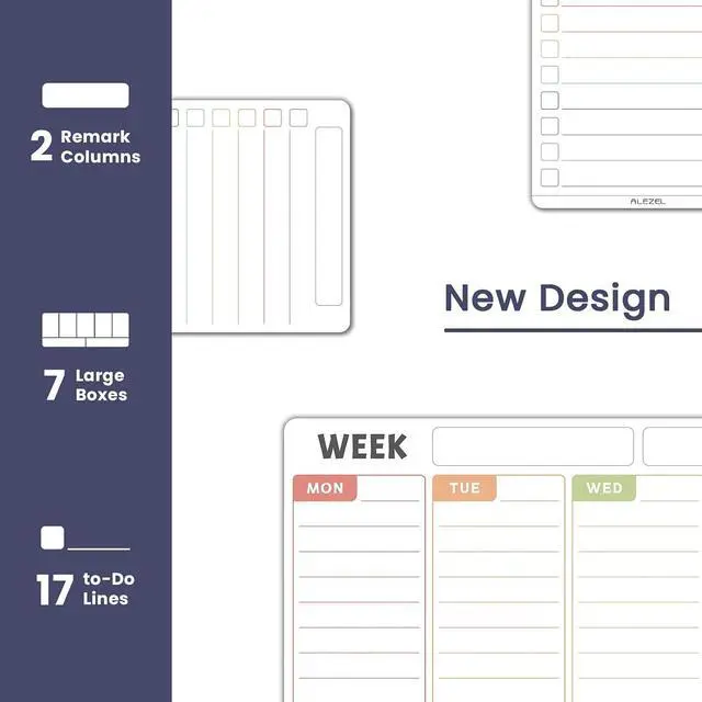 Alt view image 2 of 7 - ALEZEL Magnetic Weekly Calendar Whiteboard for Fridge, Refrigerator Dry Erase Weekly White Board, Includes Magnetic Weekly Planner for Fridge with 2 List Boards, 4 Markers + Eraser