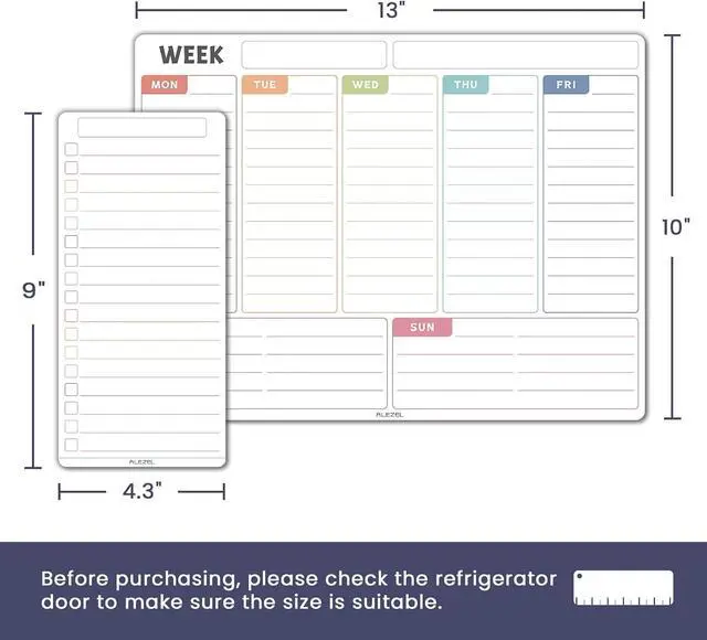 Alt view image 3 of 7 - ALEZEL Magnetic Weekly Calendar Whiteboard for Fridge, Refrigerator Dry Erase Weekly White Board, Includes Magnetic Weekly Planner for Fridge with 2 List Boards, 4 Markers + Eraser