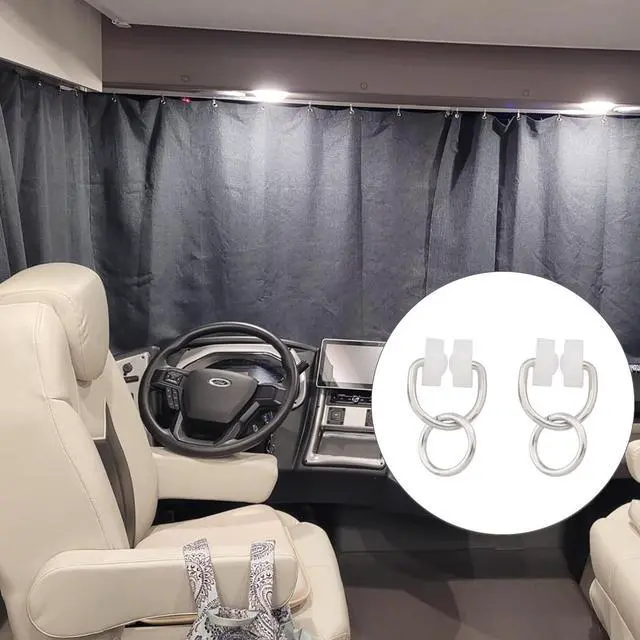 Alt view image 5 of 5 - 12PCS RV Curtain Carrier Round Ring Frame Plastic Nylon Wheel Metal Hook Smooth Track Track Auxiliary Material Ring Frame for Beam Track Curtain Rod RV Accessories White