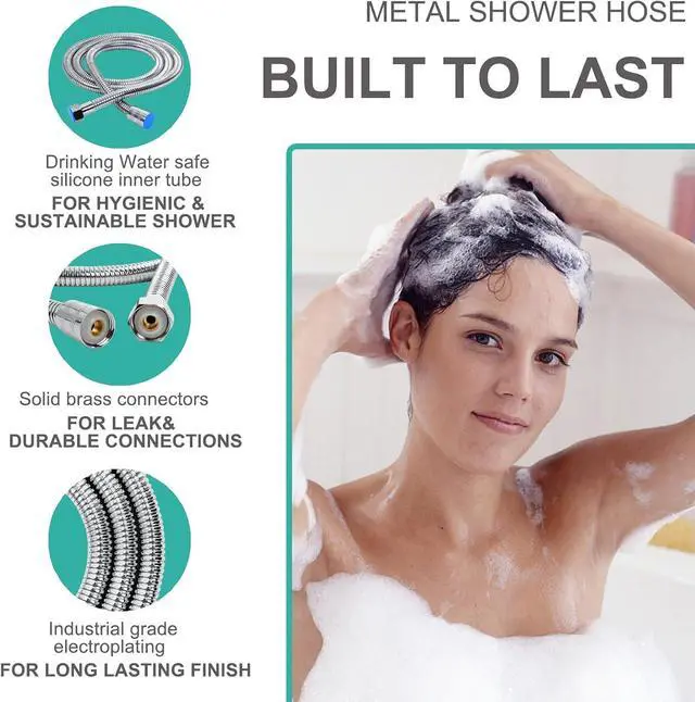 Alt view image 7 of 7 - MAYYAYA Brass Ball Handheld Shower Head Holder, 59IN ShowerHead Hose,Silver | Premium ABS Bracket, 360 Degree Rotatable Brass Ball, Arm Mount&Hose Connector, Chrome 1.5m stainless steel shower hose