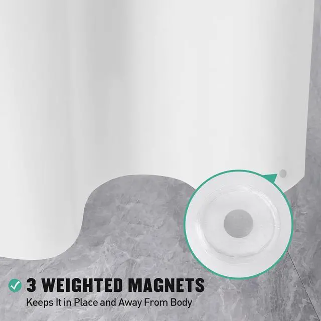 Alt view image 3 of 6 - MitoVilla White Peva Shower Curtain Liner, Simple Plastic Shower Curtains Liner for Modern Neutral Hotel Bathroom Decor, Waterproof Bathroom Shower Liner, 72" W x 72" H