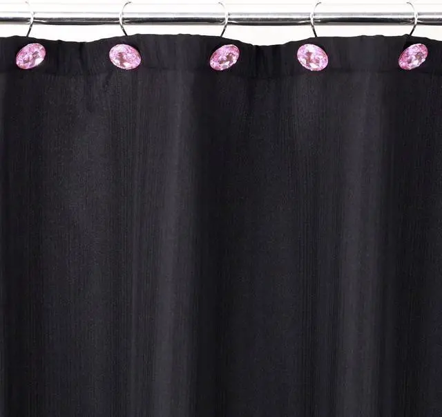 Alt view image 7 of 7 - Pink Bling Shower Curtain Hooks: Christmas Bathroom Curtain Rings, 12Pcs | Glam Sparkly Crystal Diamond Shower Hooks, Bright Round Rhinestone Rustproof Hangers, Gift for Xmas Holiday Bathroom Decor