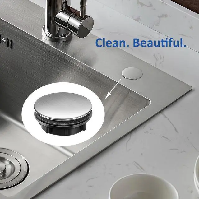 Alt view image 6 of 7 - 2 Pack Sink Faucet Hole Cover Kitchen Sink Plug Brushed Stainless Steel Hole Cover Soap Dispenser Cover for Dia 0.98 to 1.18 inch(Short)
