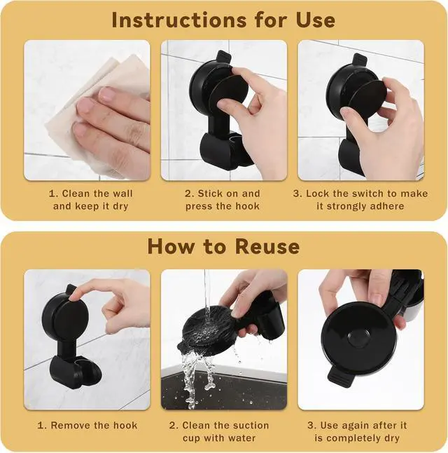 Alt view image 4 of 7 - Suction Shower Head Holder, No Drilling Hand Held Shower Holder Rotatable and Adjustable Shower Head MounRemovable Shower Sprayer Holders for Bathroom