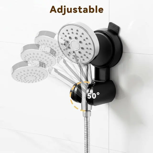 Alt view image 5 of 7 - Suction Shower Head Holder, No Drilling Hand Held Shower Holder Rotatable and Adjustable Shower Head MounRemovable Shower Sprayer Holders for Bathroom