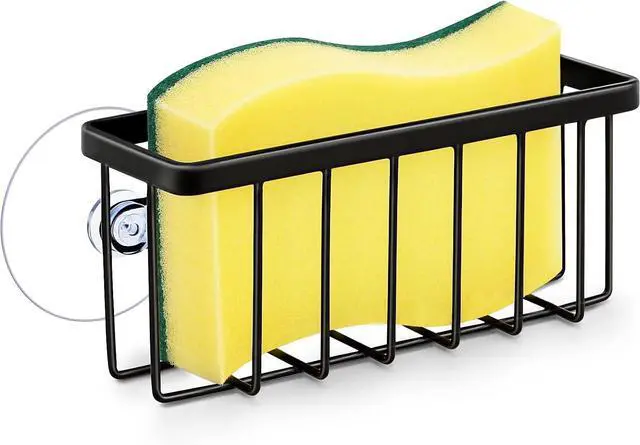 Main image of HLOOL Kitchen Sink Sponge Holder, Kitchen Sink Caddy, Sponge Holder for Kitchen Sink Suction, Dish Soap Holder (Black)