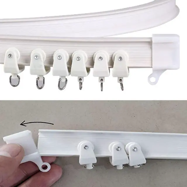 Alt view image 2 of 5 - 6PCS Flexible Curtain Cap, End caps for Flexible Curtain Track, Bendable Room Divider Track for RV, Shower, Hospital, Window Curtain Hooks and Clips
