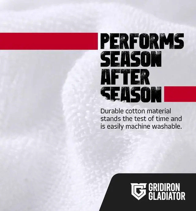 Alt view image 6 of 7 - Gridiron Gladiator Cotton Football Towel - Absorbent Football Towels QB - Belt Loop for QB Gear - Sideline Essential - White - Small