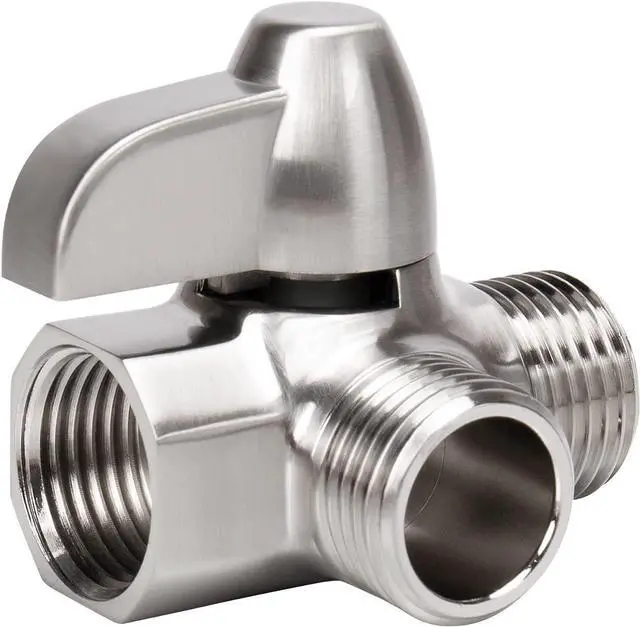 Main image of NearMoon Solid Brass G1/2" Shower Arm, 3-Way Diverter Valve for Handheld and Fixed Spray Head, Bathroom Component for Showerhead Combo T-Adapter (Fixed Nut, Brushed Nickel)