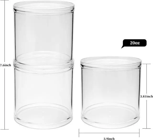 Alt view image 3 of 7 - 2Pack Stackable Clear Plastic Container - Round Vanity Storage Organizers with Lids for Hair Accessories & Beauty Supplies & Bathroom Container Set