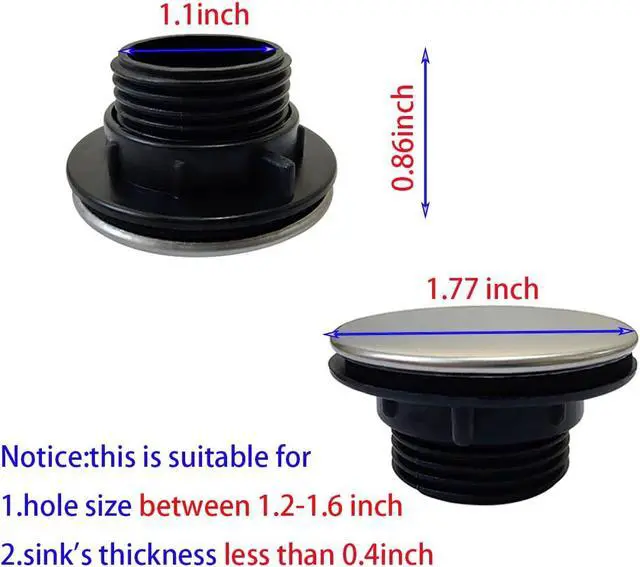 Alt view image 3 of 7 - 2 Pcs Stainless Steel Kitchen Sink Tap Hole Cover Kitchen Faucet Hole Cover Faucet Hole CoverSink Tap Hole CoverKitchen Faucet Hole Cover Stainless Steel (1.2 to 1.6 Inch in Diameter)