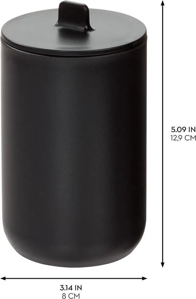 Alt view image 2 of 4 - iDesign Cade Canister Bathroom Storage Jar with Lid, Matte Black | 3.14" x 3.14" x 5.09", For Bathroom, For Vanity, For Desk, For Countertop
