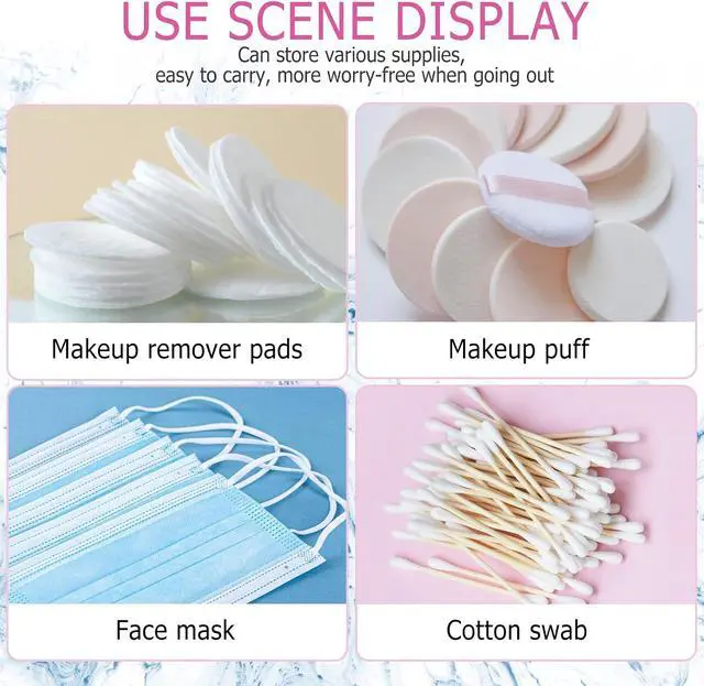 Alt view image 5 of 7 - KALIONE 3-Piece Portable Travel Cotton Pad Holder - Bathroom Vanity Countertop Storage Organizer - Cotton Ball & Swab Dispenser - Transparent