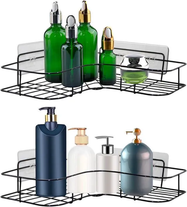 Alt view image 2 of 7 - 4 Pack Shower Caddy Adhesive for Replacement, Strong Transparent Adhesive for Shower Caddy Sticky Pads, No Drilling for Corner Shelf Basket, Bathroom Storage Shelves, Kitchen Racks and Soap Holder