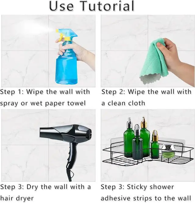 Alt view image 3 of 7 - 4 Pack Shower Caddy Adhesive for Replacement, Strong Transparent Adhesive for Shower Caddy Sticky Pads, No Drilling for Corner Shelf Basket, Bathroom Storage Shelves, Kitchen Racks and Soap Holder