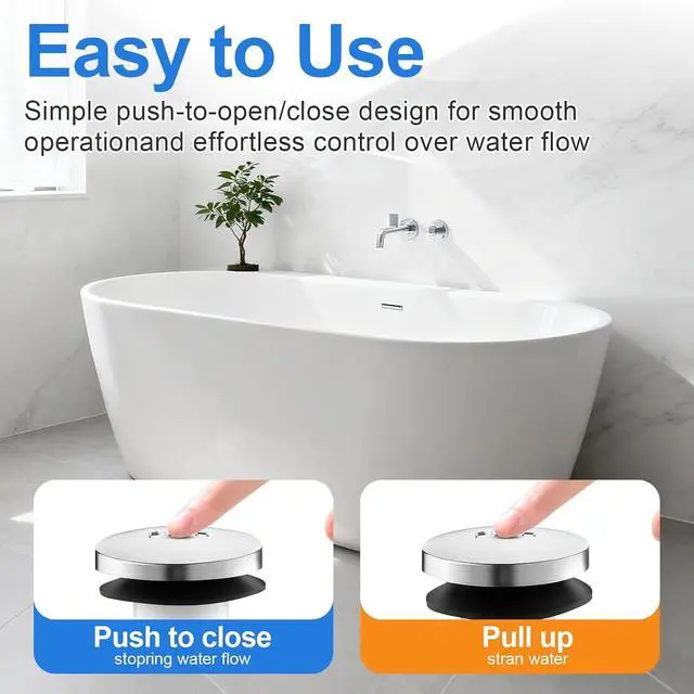 Alt view image 4 of 7 - 1 Sets Tub Stopper Bathtub Drain Stopper with 3/8'' and 5/16'' Thread Studs Adapter, Bathroom Tub Drain Stopper Compatible with K-1068204 (Chrome Cover)