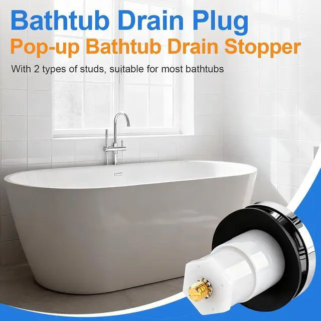Alt view image 6 of 7 - 1 Sets Tub Stopper Bathtub Drain Stopper with 3/8'' and 5/16'' Thread Studs Adapter, Bathroom Tub Drain Stopper Compatible with K-1068204 (Chrome Cover)