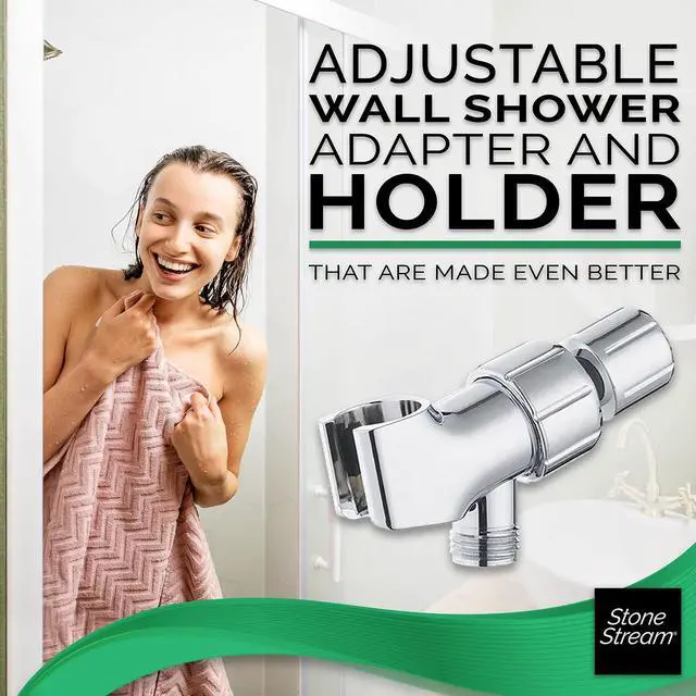 Alt view image 3 of 6 - Original StoneStream Adjustable Wall Shower Adapter and Holder for Handheld Showerheads - Chrome