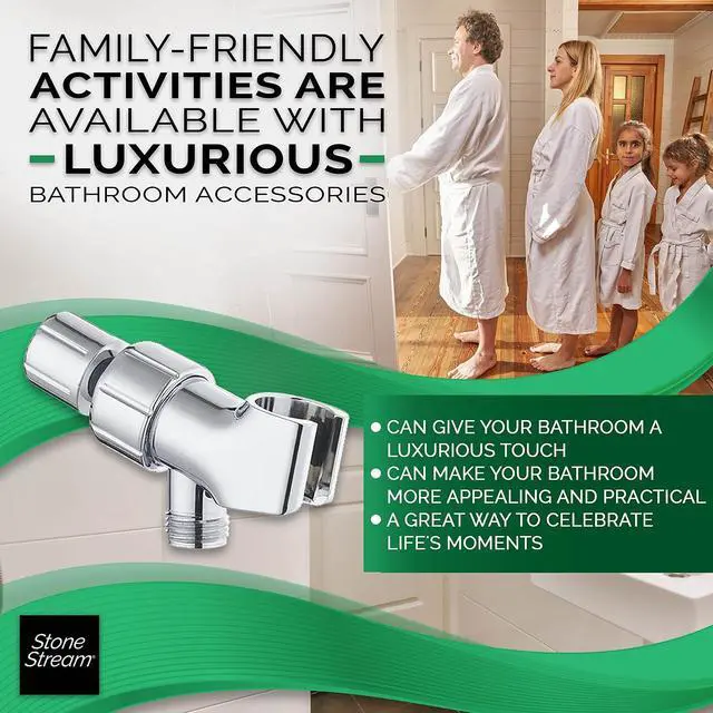 Alt view image 4 of 6 - Original StoneStream Adjustable Wall Shower Adapter and Holder for Handheld Showerheads - Chrome