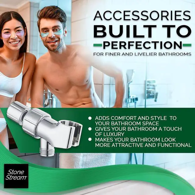 Alt view image 5 of 6 - Original StoneStream Adjustable Wall Shower Adapter and Holder for Handheld Showerheads - Chrome
