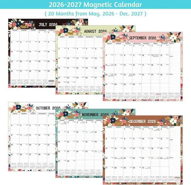 Alt view image 7 of 7 - 2026-2027 Magnetic Calendar for Refrigerator - May 2026 - Dec 2027, 20 Monthly Fridge Calendar 2026-2027, 13'' x 11.3'', with Ruled Blocks, To-Do Lists Notes, Strong Magnets, Great for Your Planning