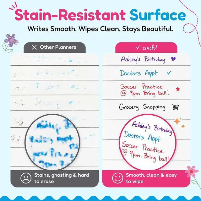Alt view image 7 of 7 - 17"x11" Magnetic Dry Erase Board for Fridge with 4 Markers and Eraser | Flexible and Stain Resistant Refrigerator Whiteboard Organizer and Planner