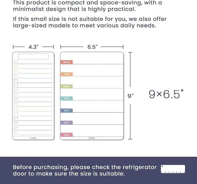 Alt view image 2 of 7 - ALEZEL Magnetic Weekly Calendar for Refrigerator, Magnetic Menu Board Set | Includes Weekly Dry Erase Board for Refrigerator & 2 Grocery/to Do List Whiteboards, 3 Markers + 1 Eraser