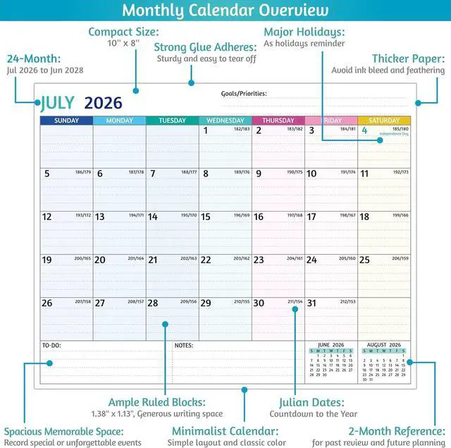 Alt view image 3 of 7 - 2026-2028 Magnetic Calendar for Refrigerator - 2 Year Calendar from Jul 2026 - Jun 2028, 8 x 10 In, 24 Monthly Magnetic Fridge Calendar with Strong Magnets, Thick Paper, Ample Space for Easy Planning