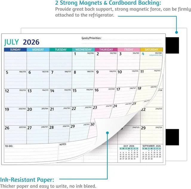 Alt view image 4 of 7 - 2026-2028 Magnetic Calendar for Refrigerator - 2 Year Calendar from Jul 2026 - Jun 2028, 8 x 10 In, 24 Monthly Magnetic Fridge Calendar with Strong Magnets, Thick Paper, Ample Space for Easy Planning