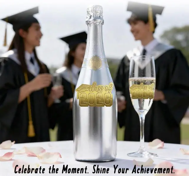 Alt view image 6 of 6 - Graduation Stickers 2026, Class of 2026 Envelope Stickers for Graduation Announcements, Party Favors, Gift Wrapping & Decorations, Embossed Gold Waterproof Vinyl Seals, 60 PCS 2 Inch